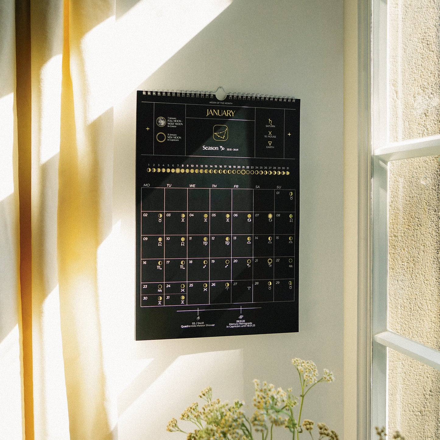 VORBESTELLUNG Wandkalender Mond 2024 (Schwarz)
