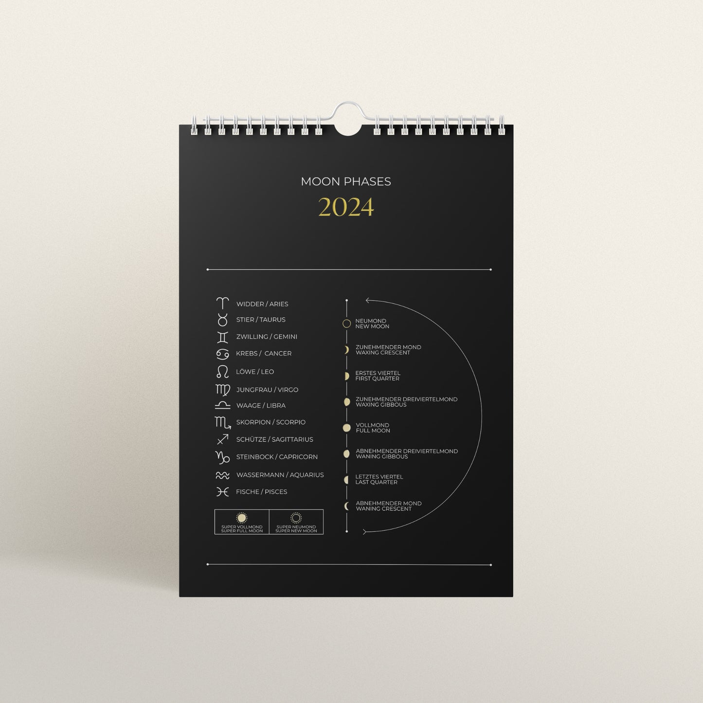 VORBESTELLUNG Wandkalender Mond 2024 (Schwarz)