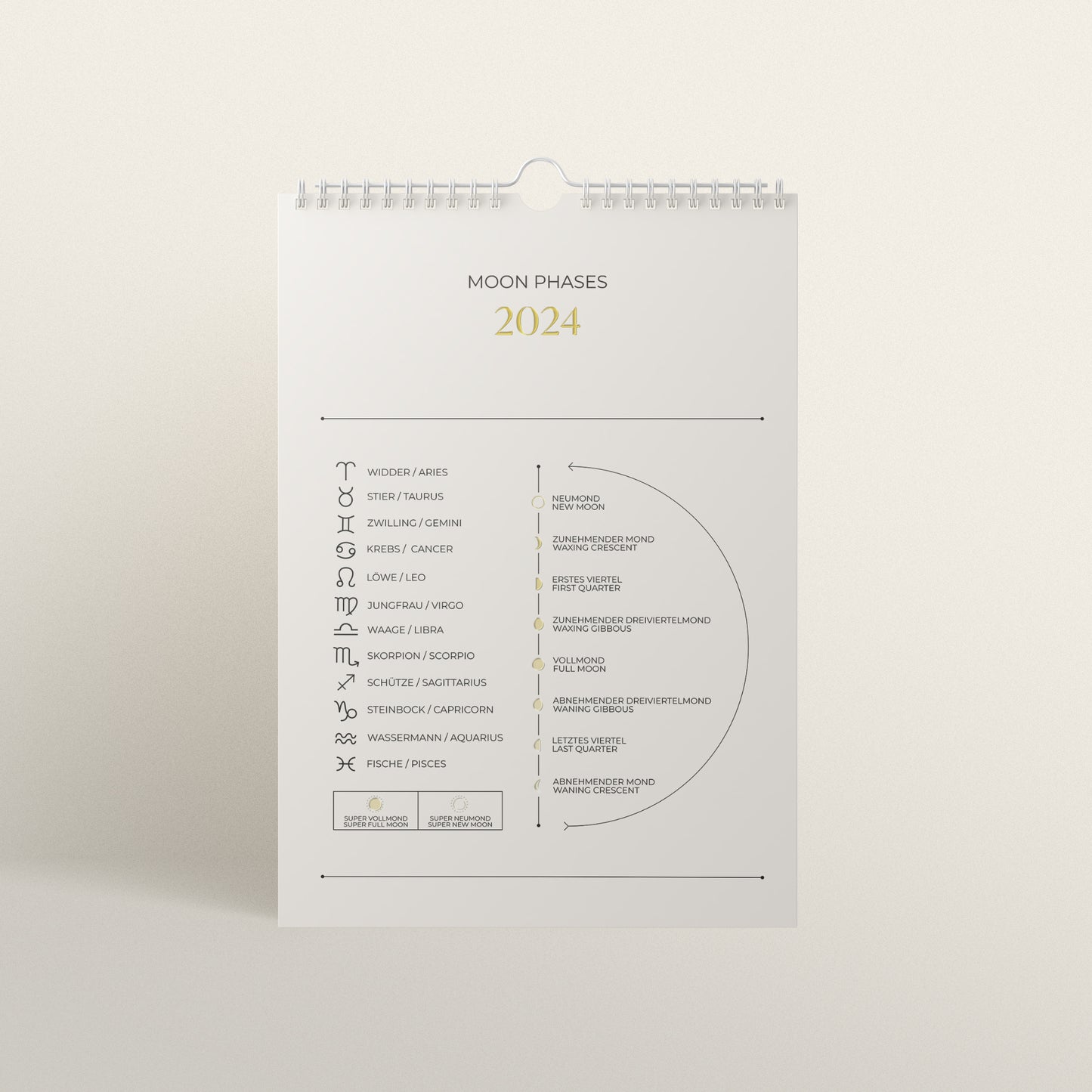 VORBESTELLUNG Wandkalender Mond 2024 (Weiß)