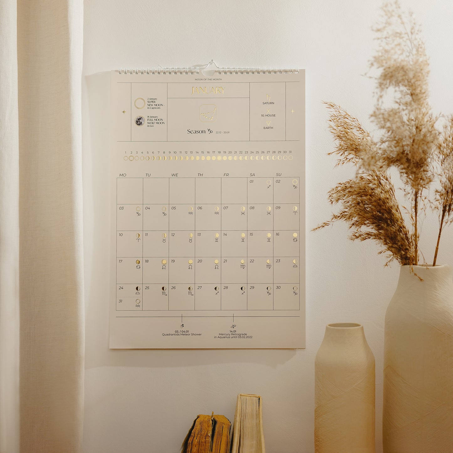 VORBESTELLUNG Wandkalender Mond 2024 (Weiß)